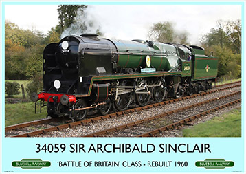 Heritage Rail Poster - 34059 Sir Archibald Sinclair - Bluebell Railway