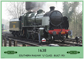 Heritage Rail Poster - 1638 'U' Class - Bluebell Railway
