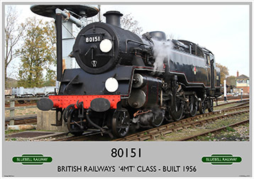 Heritage Rail Poster - 80151 '4MT' Class - Bluebell Railway