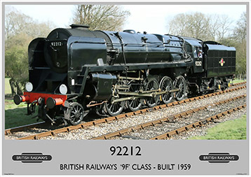 Heritage Rail Poster - 92212 '9F' Class - Bluebell Railway